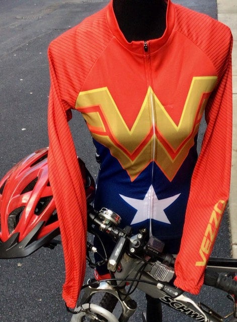 wonder woman cycling suit